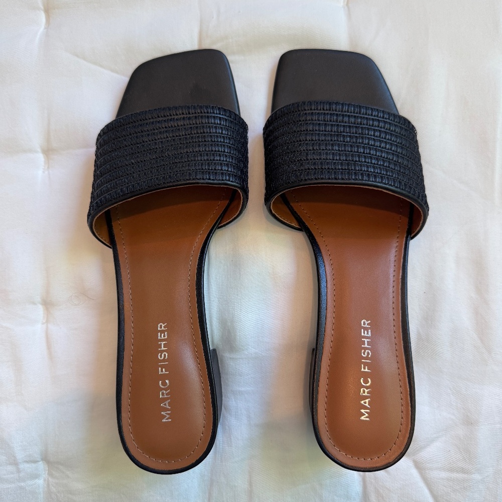 Marc Fisher Black Slide Sandals